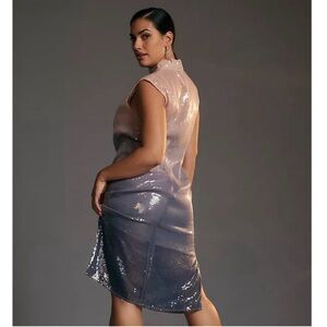 Anthropologie Pink and Silver Sequin Midi Dress -size 8 NWT